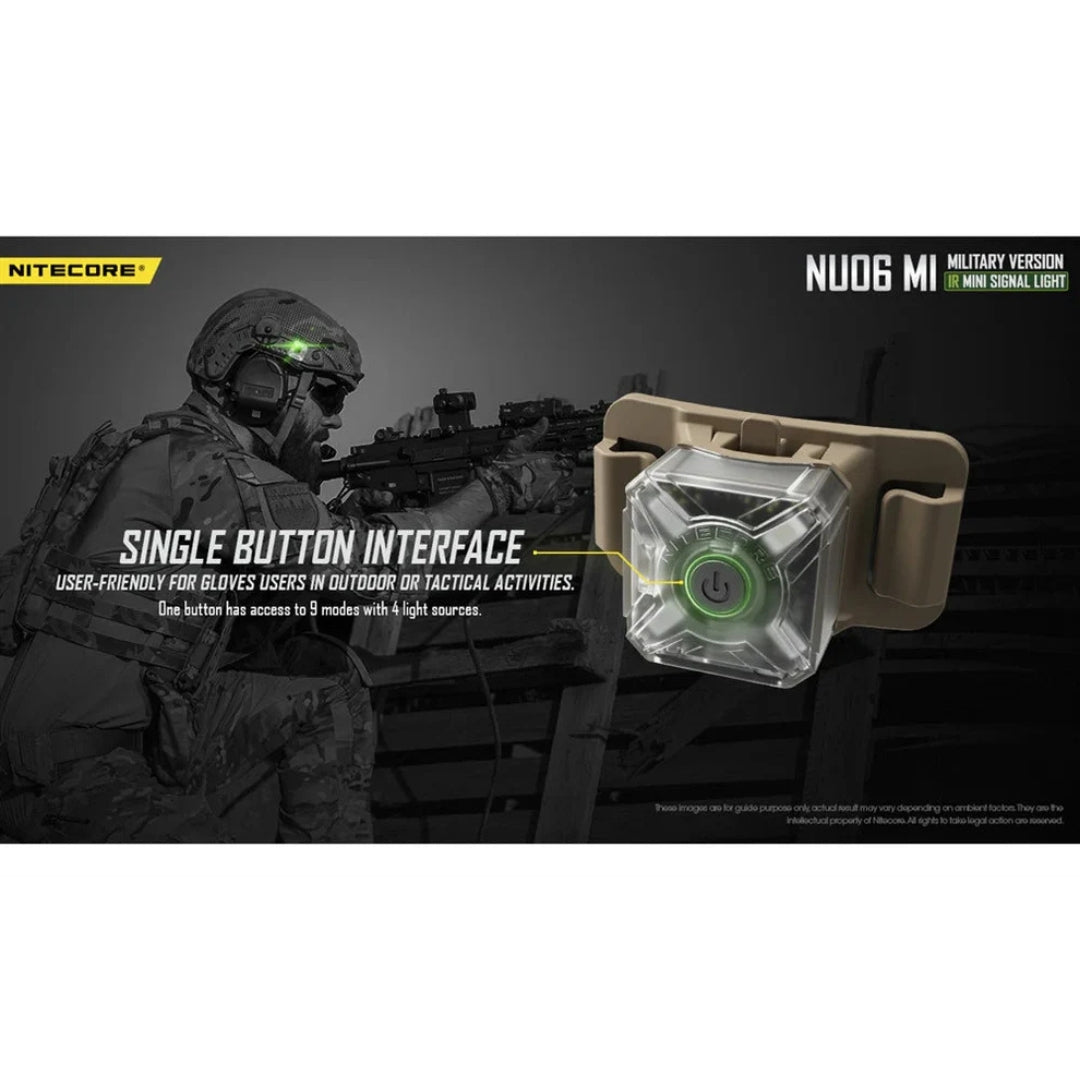 נורת סימון טקטי Nitecore NU06MI - 4 צבעים + IR, נטען USB-C