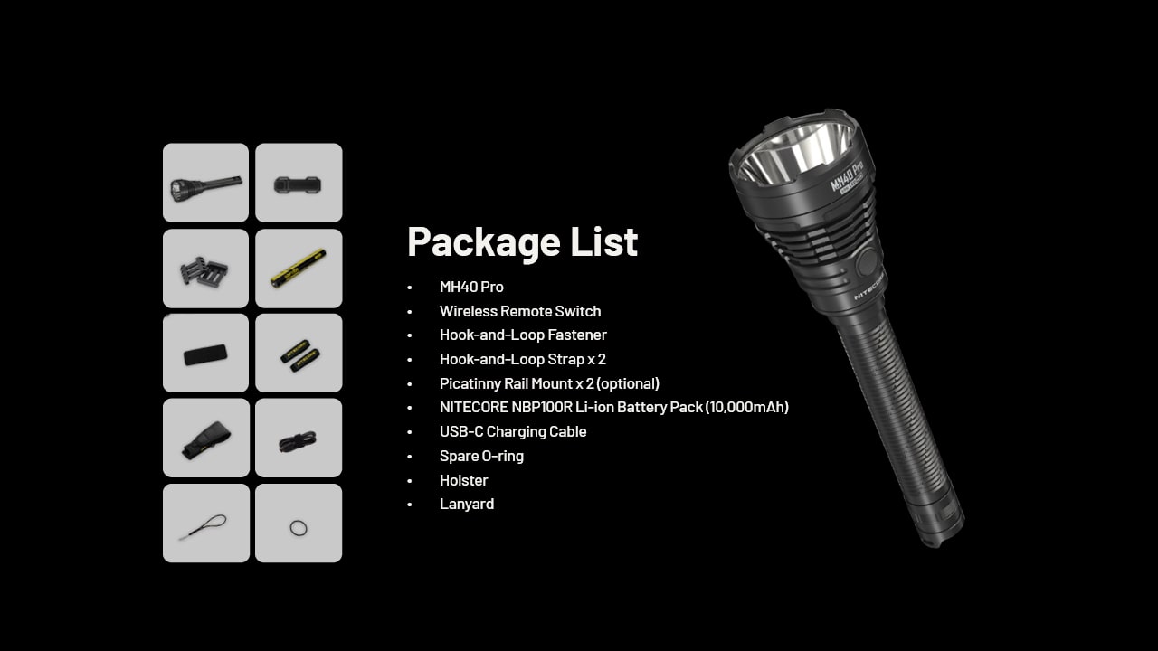 פנס יד נטען 3500 לומן למרחק 1300 מ' Nitecore MH40 Pro