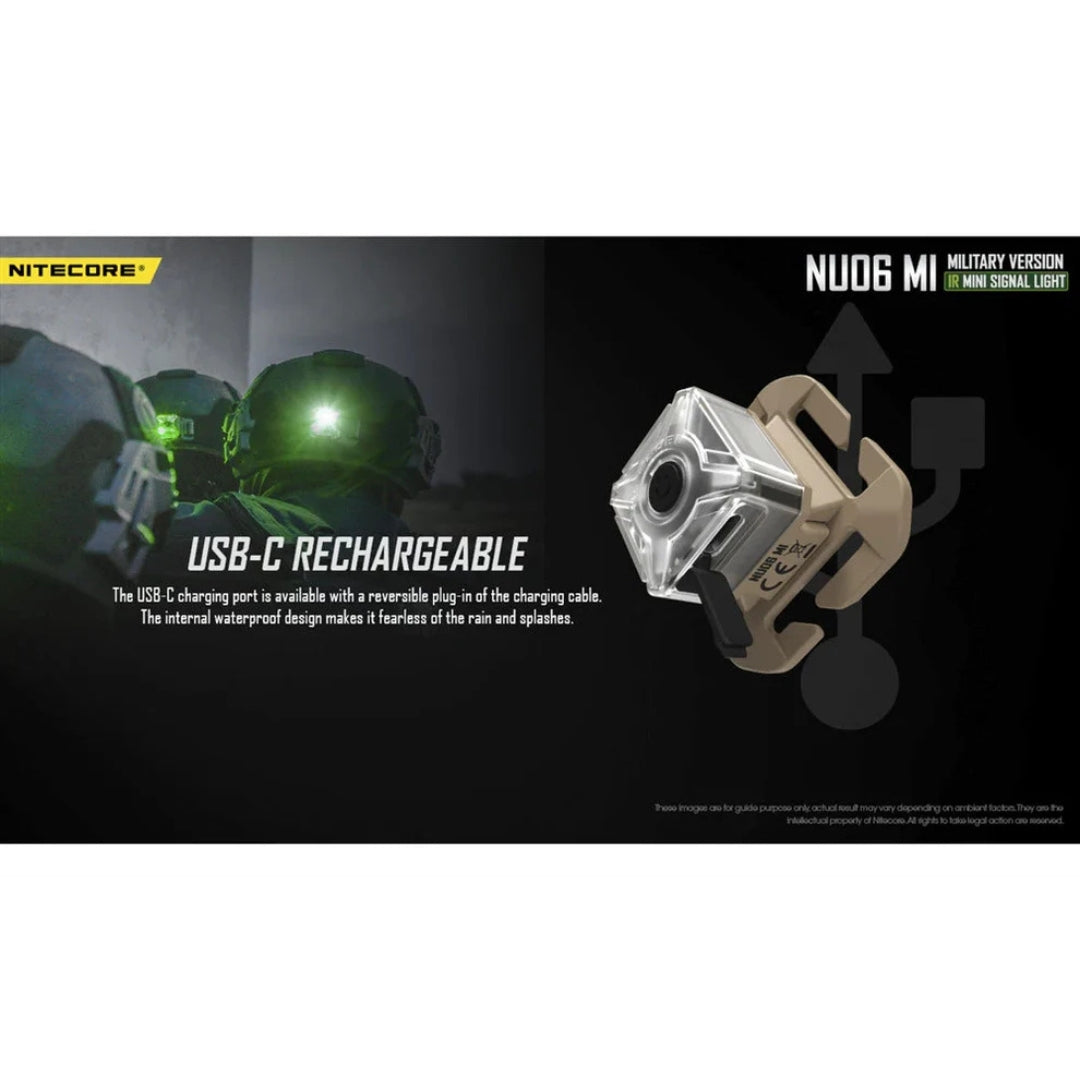 נורת סימון טקטי Nitecore NU06MI - 4 צבעים + IR, נטען USB-C